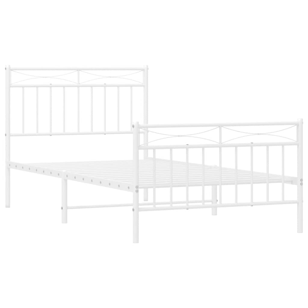 Bedframe met hoofd- en voeteneinde metaal wit 100x190 cm
