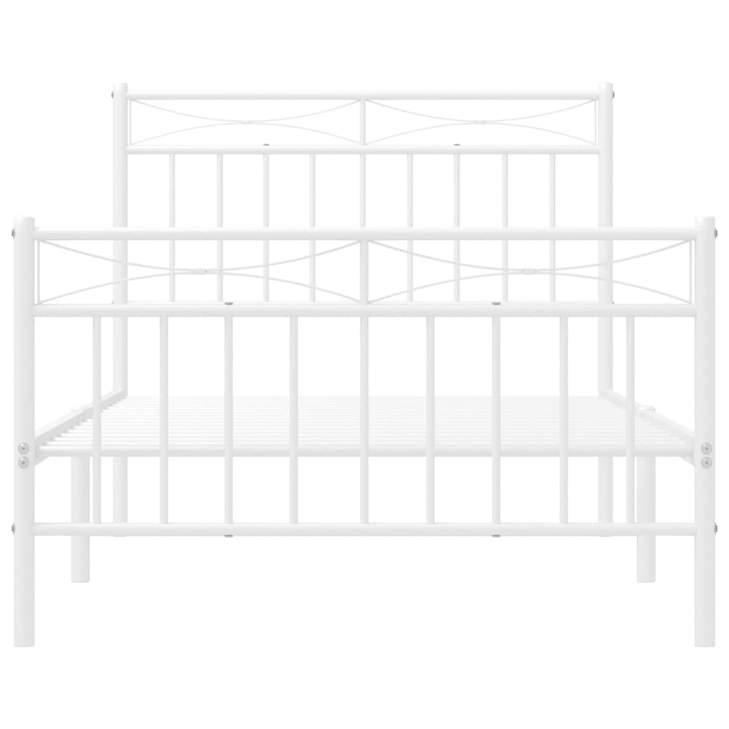 Bedframe met hoofd- en voeteneinde metaal wit 100x190 cm