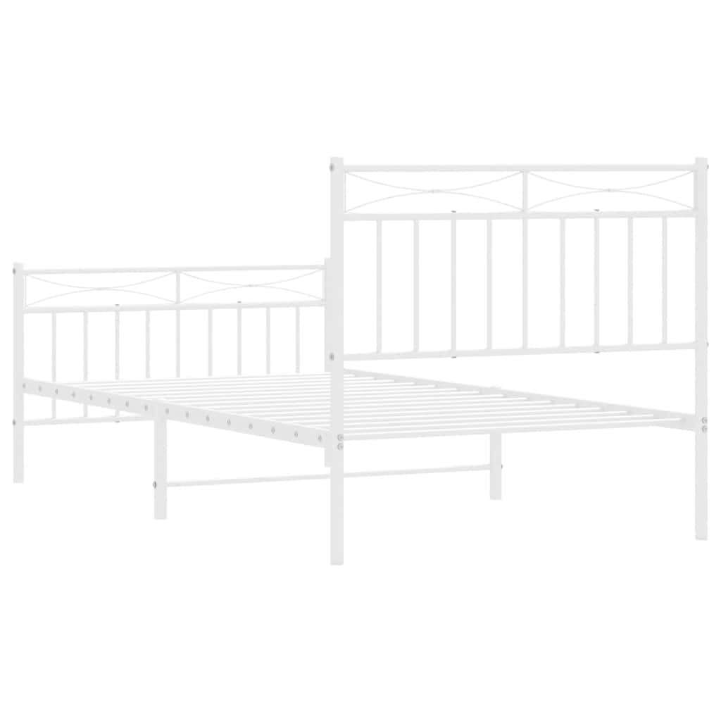 Bedframe met hoofd- en voeteneinde metaal wit 100x190 cm