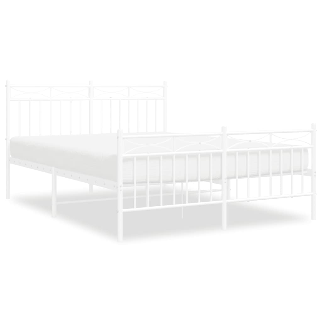Bedframe met hoofd- en voeteneinde metaal wit 135x190 cm is nu te koop bij PeponiXL, paradijselijk wonen!