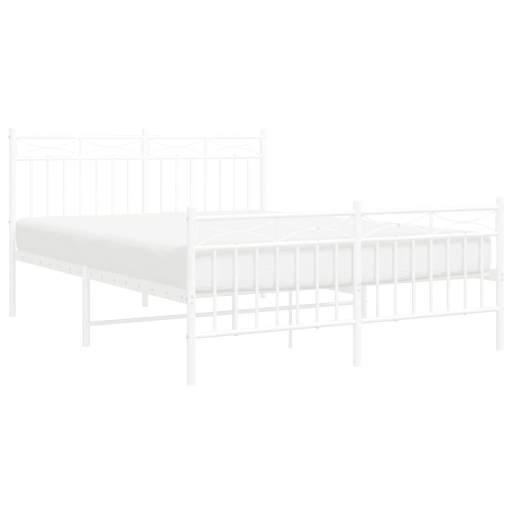 Bedframe met hoofd- en voeteneinde metaal wit 135x190 cm is nu te koop bij PeponiXL, paradijselijk wonen!