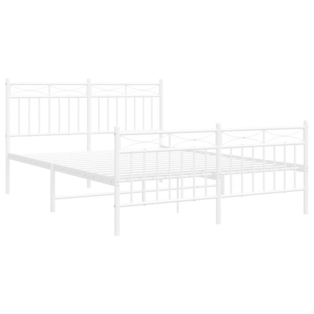 Bedframe met hoofd- en voeteneinde metaal wit 135x190 cm is nu te koop bij PeponiXL, paradijselijk wonen!