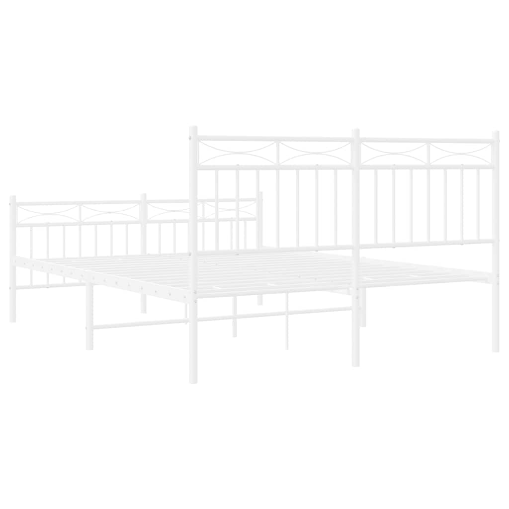 Bedframe met hoofd- en voeteneinde metaal wit 135x190 cm is nu te koop bij PeponiXL, paradijselijk wonen!