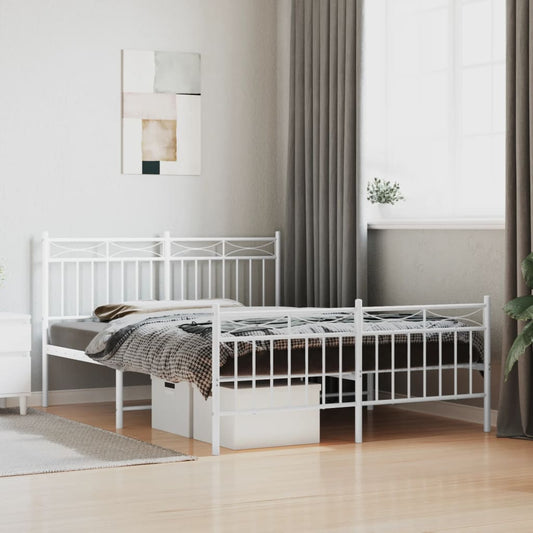 Bedframe met hoofd- en voeteneinde metaal wit 135x190 cm is nu te koop bij PeponiXL, paradijselijk wonen!