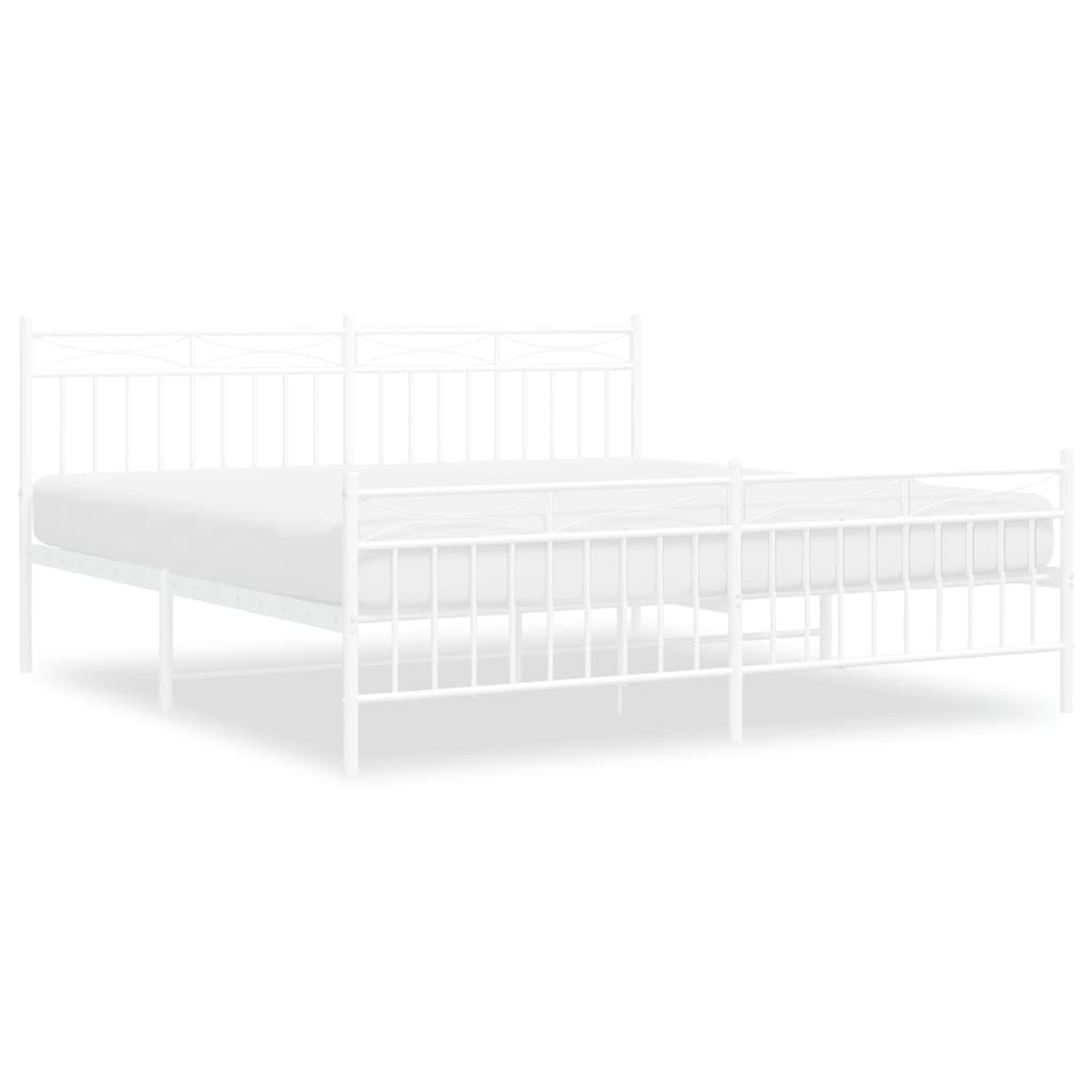 Bedframe met hoofd- en voeteneinde metaal wit 183x213 cm is nu te koop bij PeponiXL, paradijselijk wonen!