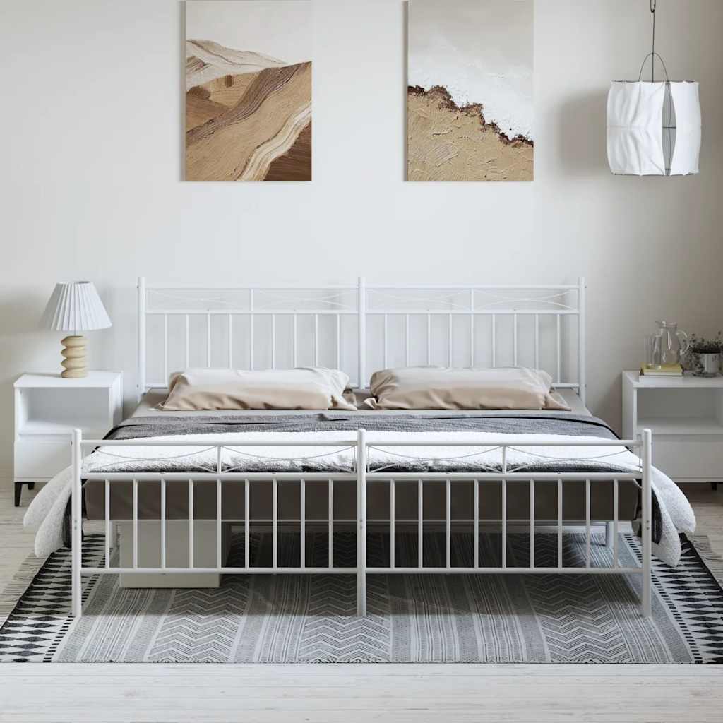 Bedframe met hoofd- en voeteneinde metaal wit 183x213 cm is nu te koop bij PeponiXL, paradijselijk wonen!