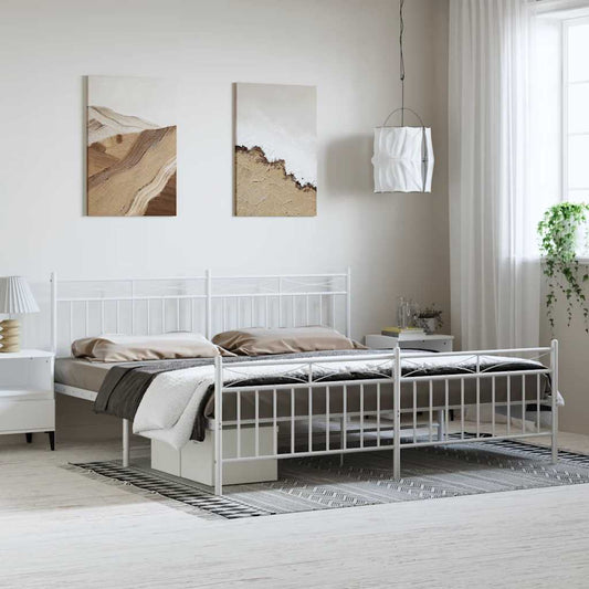 Bedframe met hoofd- en voeteneinde metaal wit 183x213 cm is nu te koop bij PeponiXL, paradijselijk wonen!