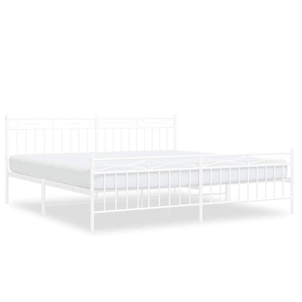 Bedframe met hoofd- en voeteneinde metaal wit 193x203 cm is nu te koop bij PeponiXL, paradijselijk wonen!