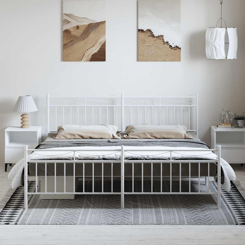 Bedframe met hoofd- en voeteneinde metaal wit 193x203 cm is nu te koop bij PeponiXL, paradijselijk wonen!