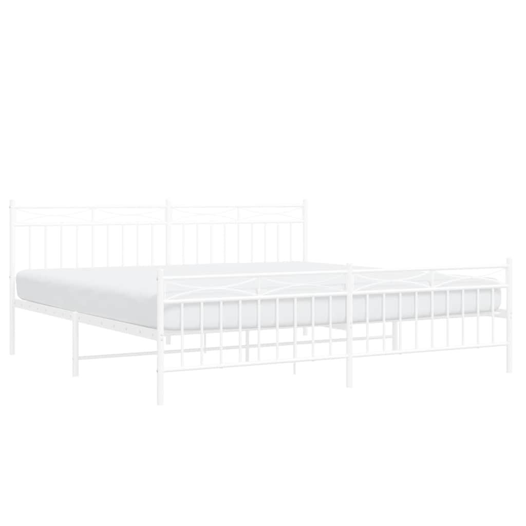 Bedframe met hoofd- en voeteneinde metaal wit 193x203 cm is nu te koop bij PeponiXL, paradijselijk wonen!