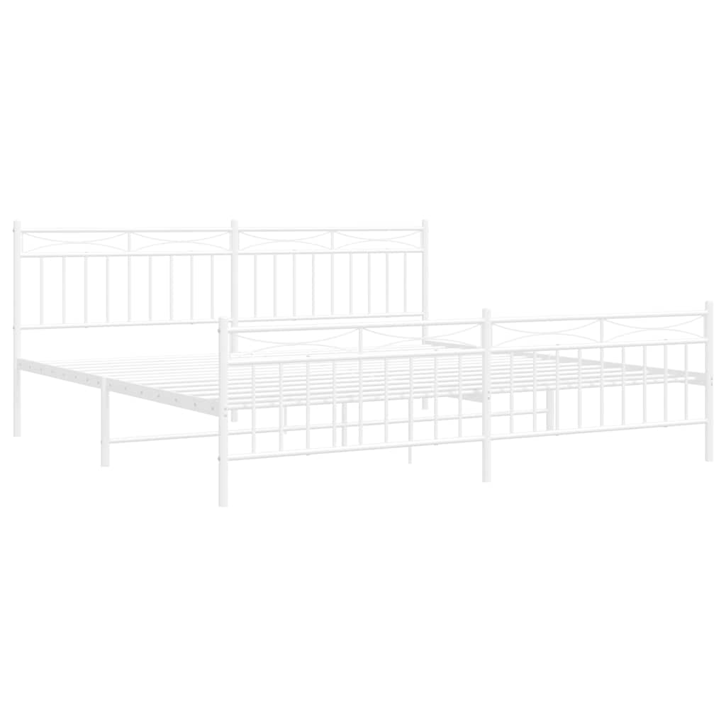 Bedframe met hoofd- en voeteneinde metaal wit 193x203 cm is nu te koop bij PeponiXL, paradijselijk wonen!