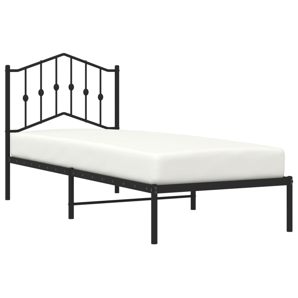 Bedframe met hoofdbord metaal zwart 80x200 cm is nu te koop bij PeponiXL, paradijselijk wonen!
