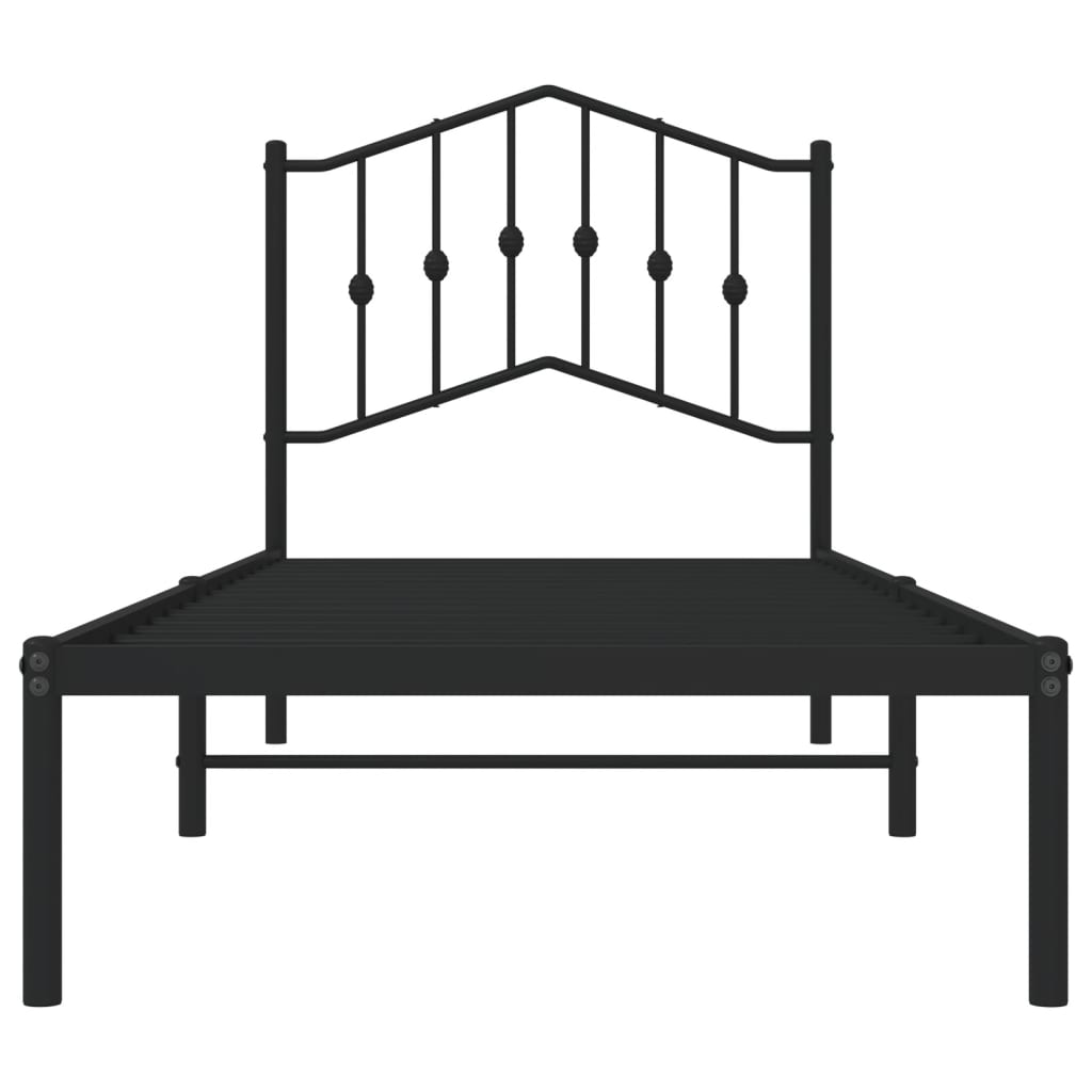 Bedframe met hoofdbord metaal zwart 80x200 cm is nu te koop bij PeponiXL, paradijselijk wonen!