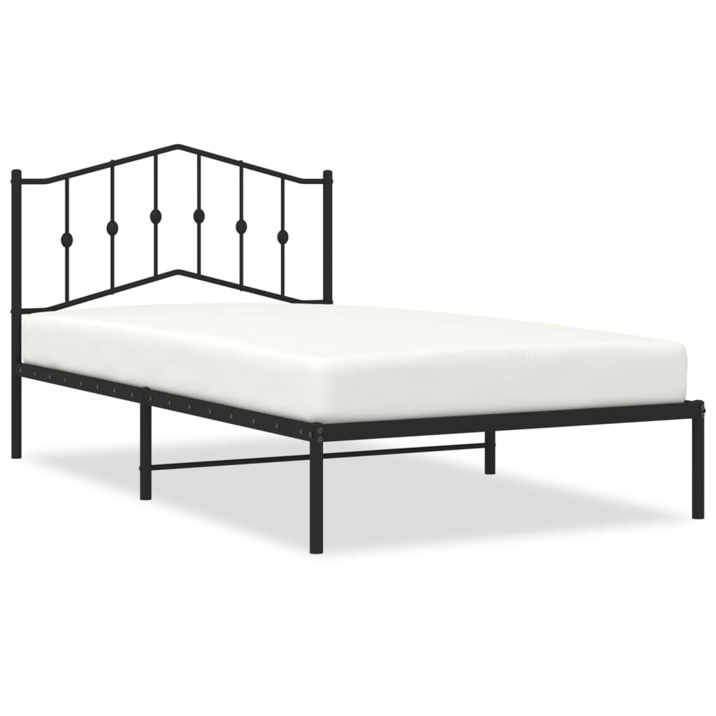Bedframe met hoofdbord metaal zwart 107x203 cm is nu te koop bij PeponiXL, paradijselijk wonen!