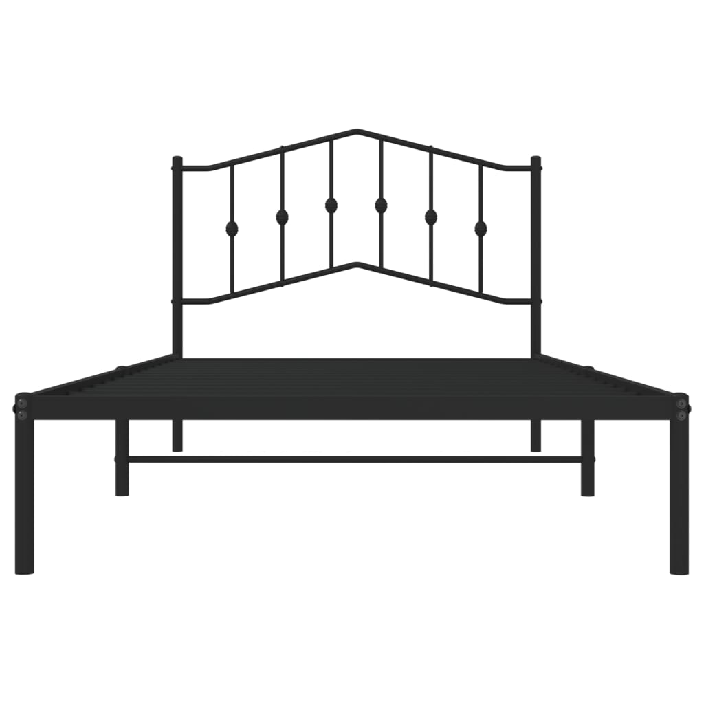Bedframe met hoofdbord metaal zwart 107x203 cm is nu te koop bij PeponiXL, paradijselijk wonen!