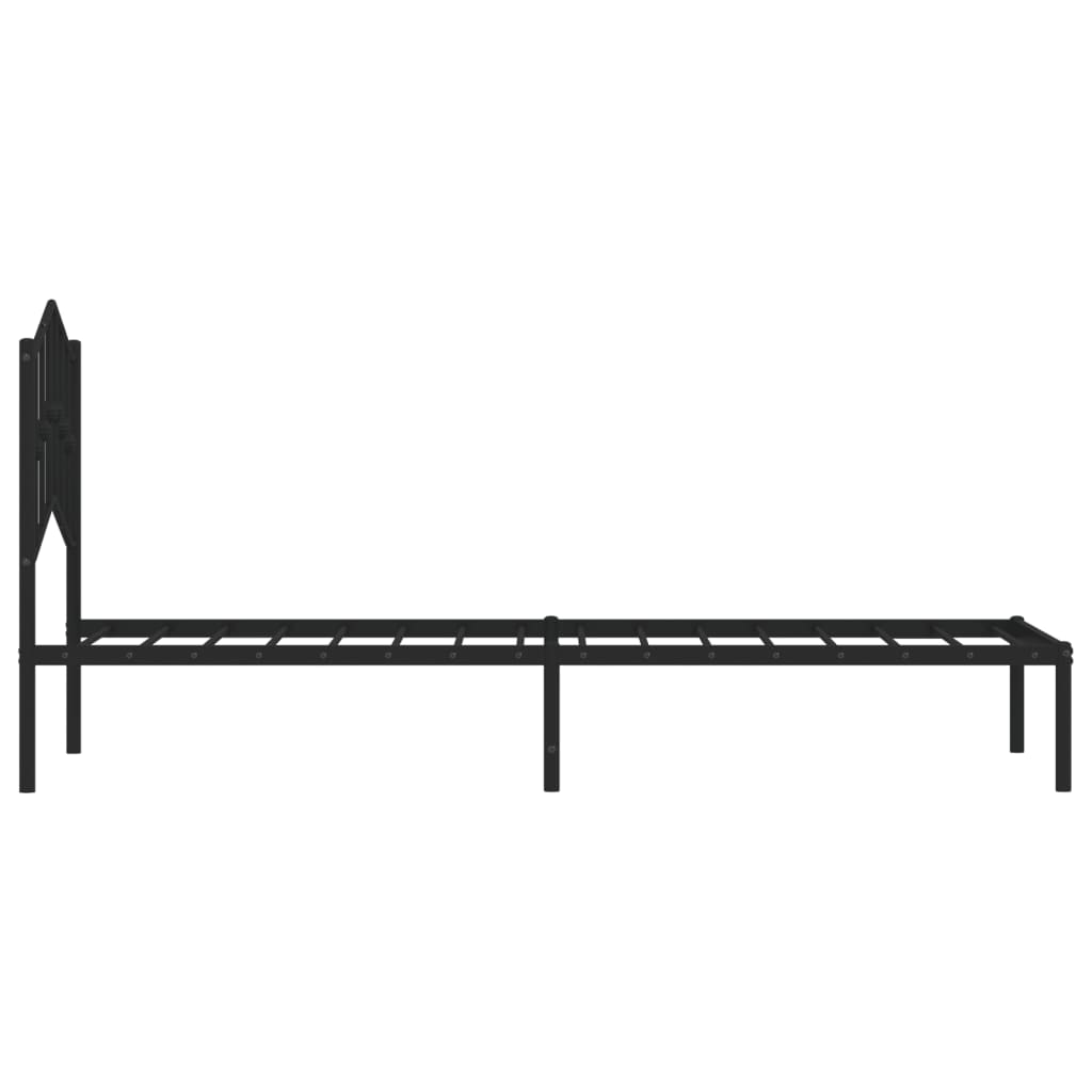 Bedframe met hoofdbord metaal zwart 107x203 cm is nu te koop bij PeponiXL, paradijselijk wonen!