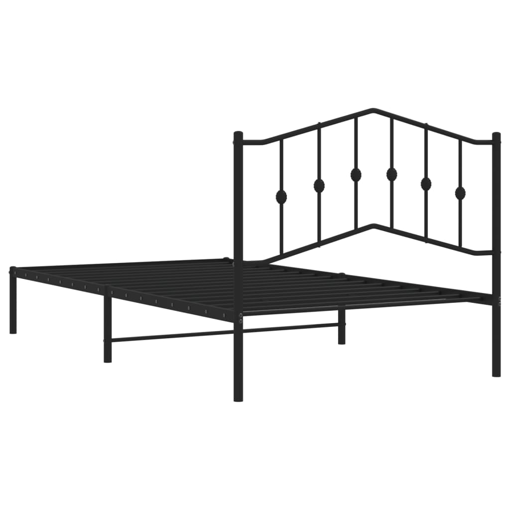 Bedframe met hoofdbord metaal zwart 107x203 cm is nu te koop bij PeponiXL, paradijselijk wonen!