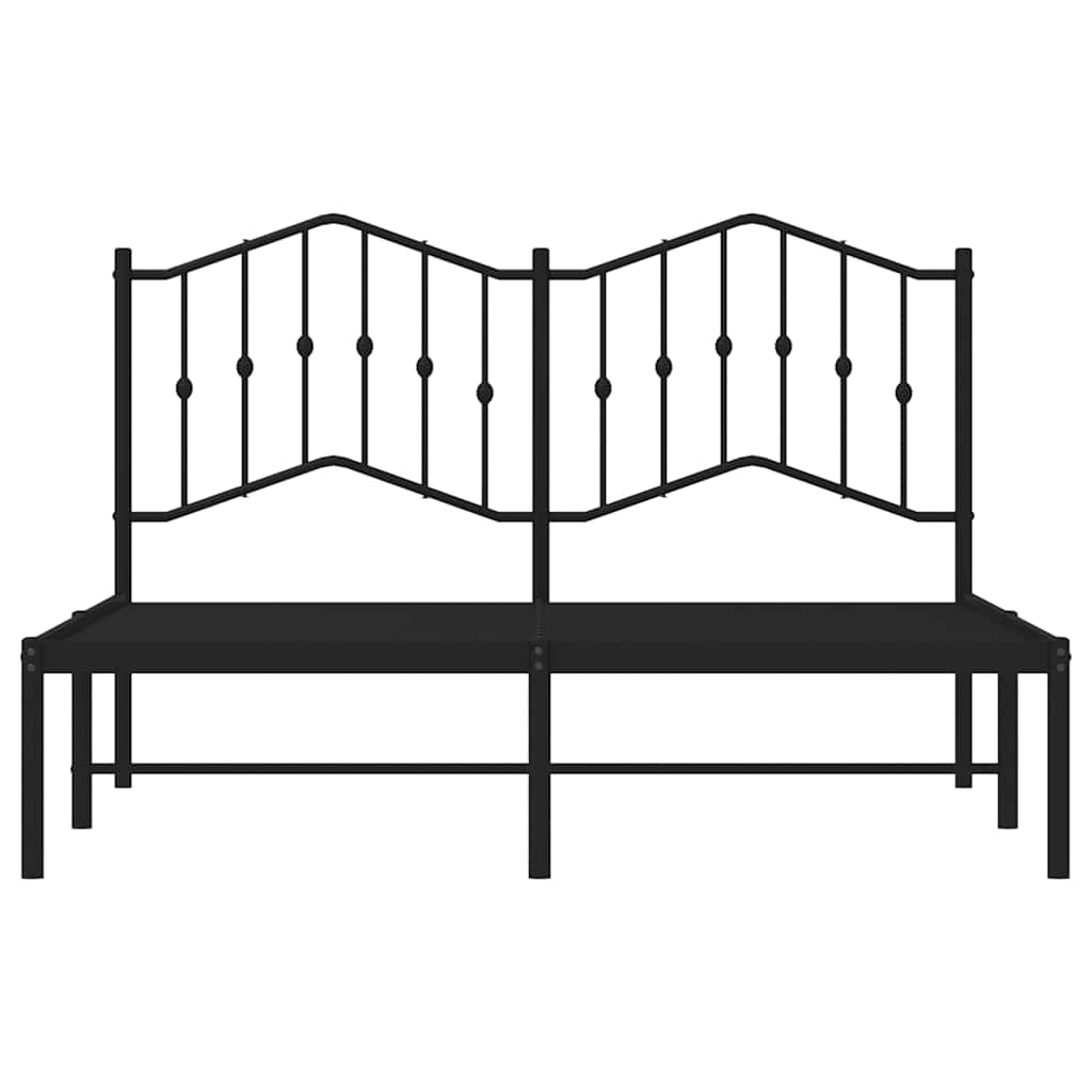 Bedframe met hoofdbord metaal zwart 135x190 cm