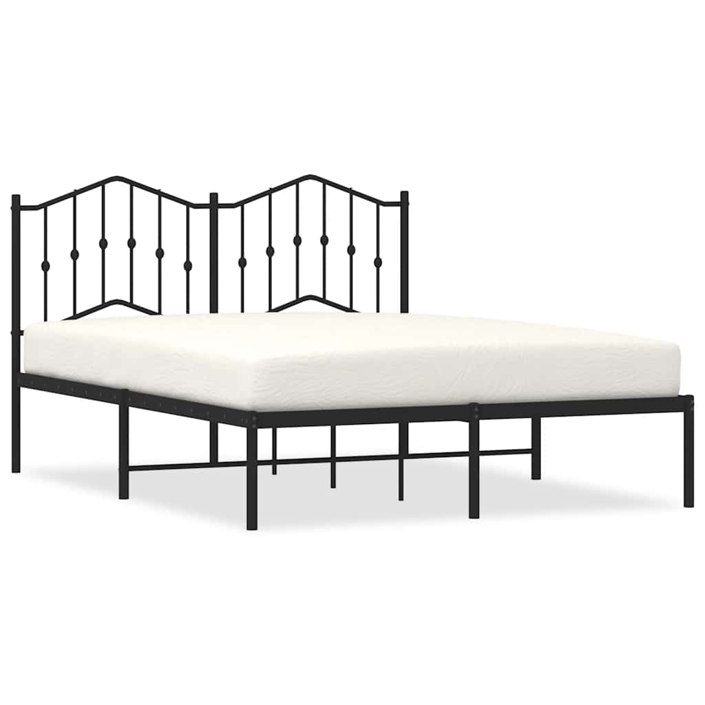 Bedframe met hoofdbord metaal zwart 150x200 cm
