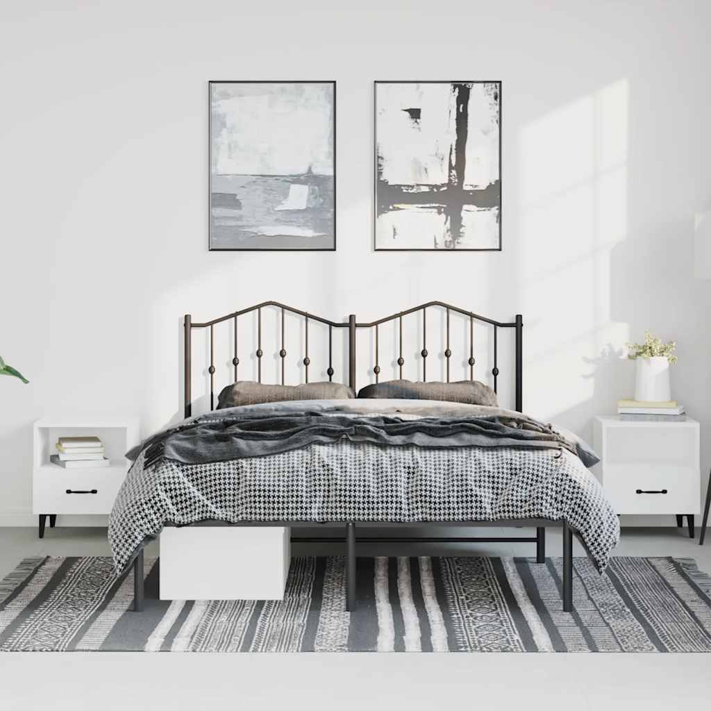 Bedframe met hoofdbord metaal zwart 150x200 cm