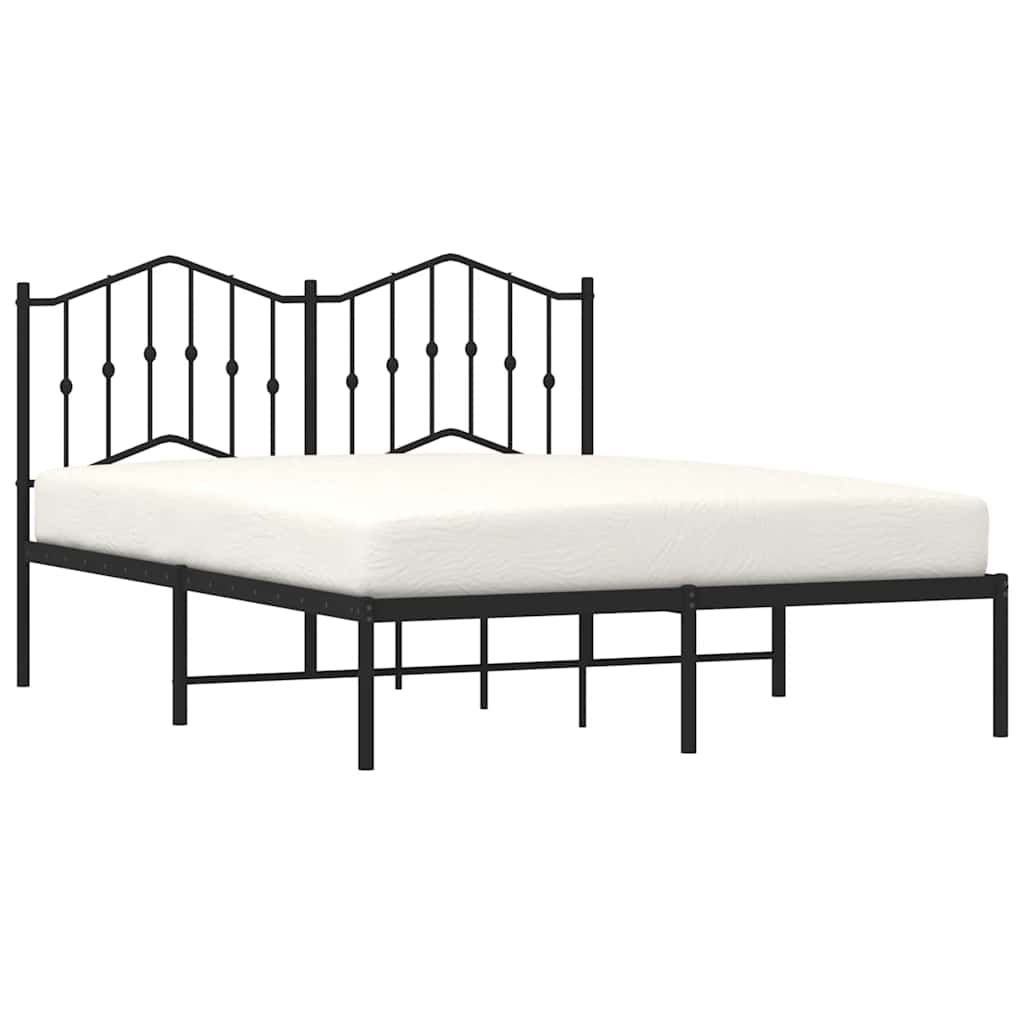 Bedframe met hoofdbord metaal zwart 150x200 cm