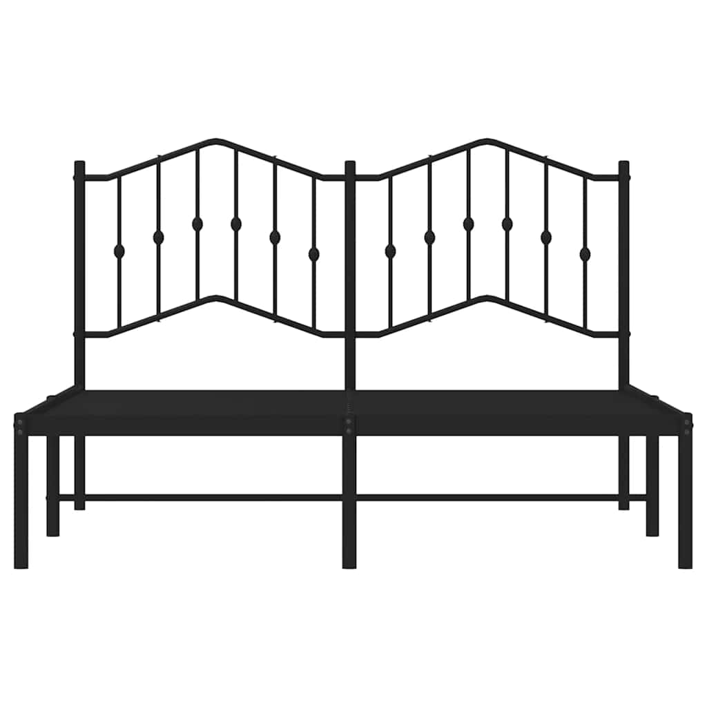 Bedframe met hoofdbord metaal zwart 150x200 cm