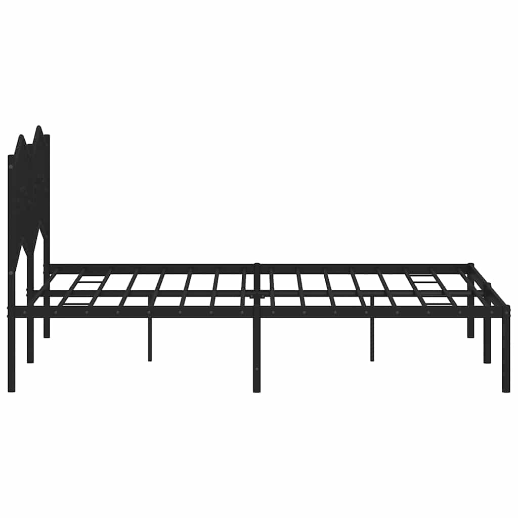 Bedframe met hoofdbord metaal zwart 150x200 cm