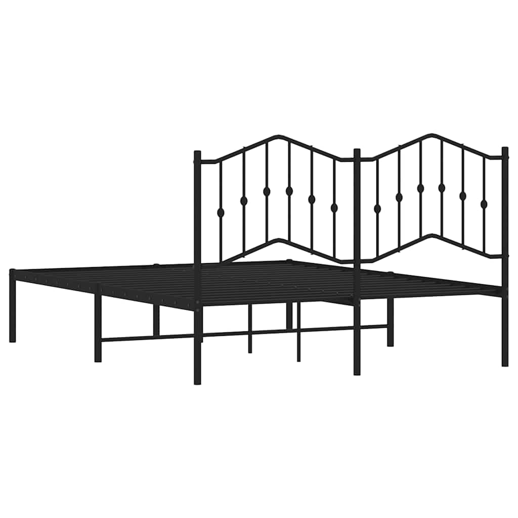 Bedframe met hoofdbord metaal zwart 150x200 cm