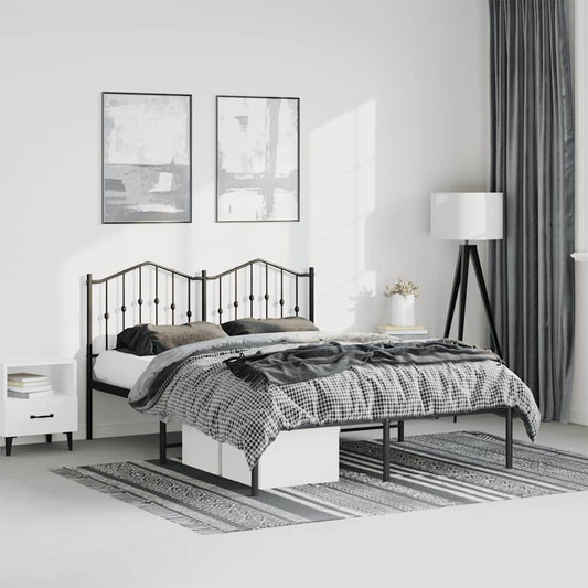 Bedframe met hoofdbord metaal zwart 150x200 cm is nu te koop bij PeponiXL, paradijselijk wonen!