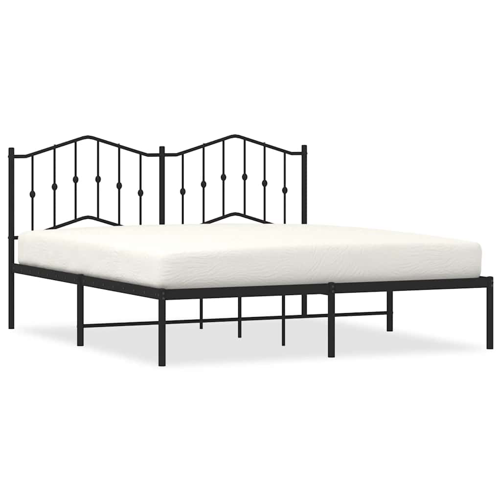 Bedframe met hoofdbord metaal zwart 183x213 cm is nu te koop bij PeponiXL, paradijselijk wonen!