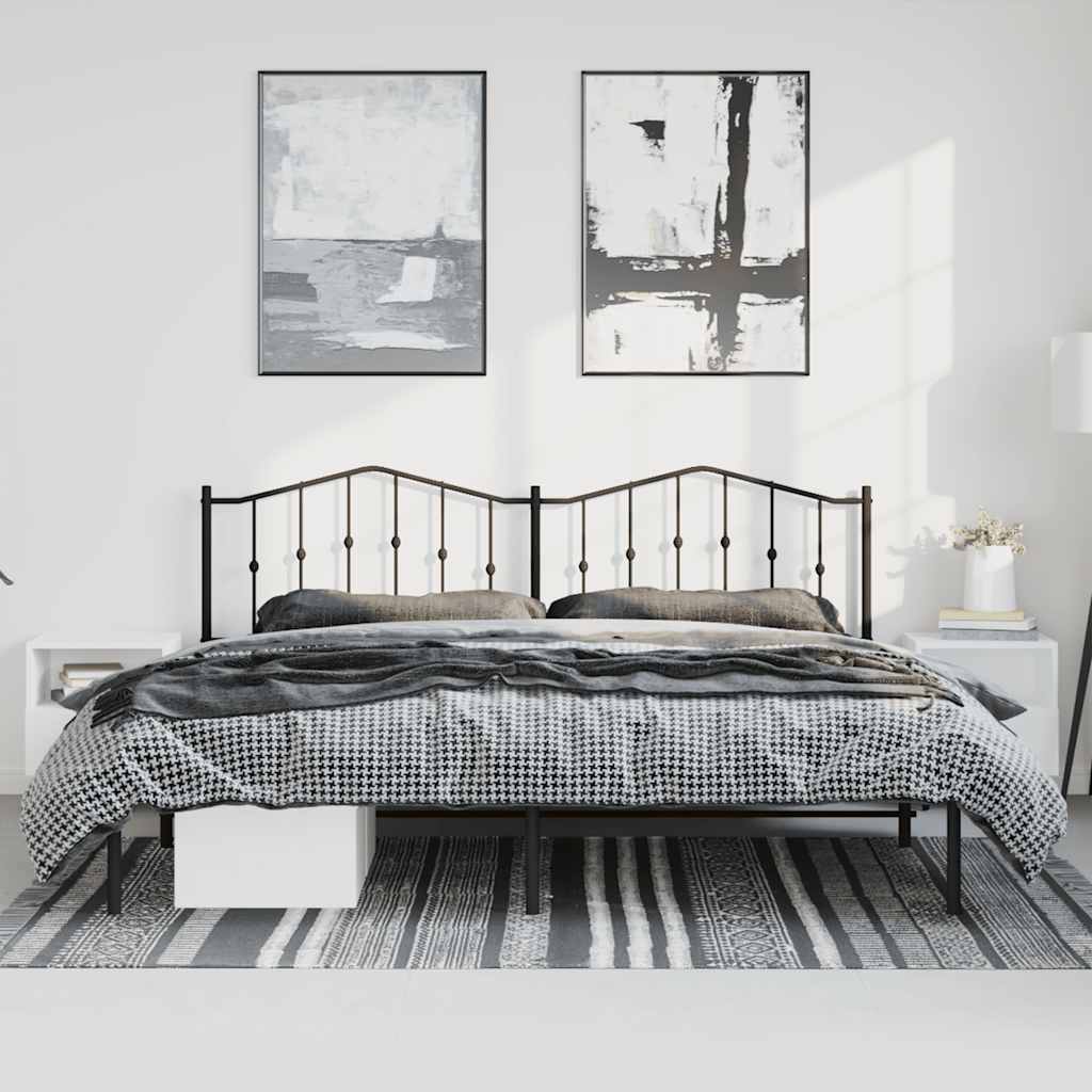 Bedframe met hoofdbord metaal zwart 183x213 cm is nu te koop bij PeponiXL, paradijselijk wonen!