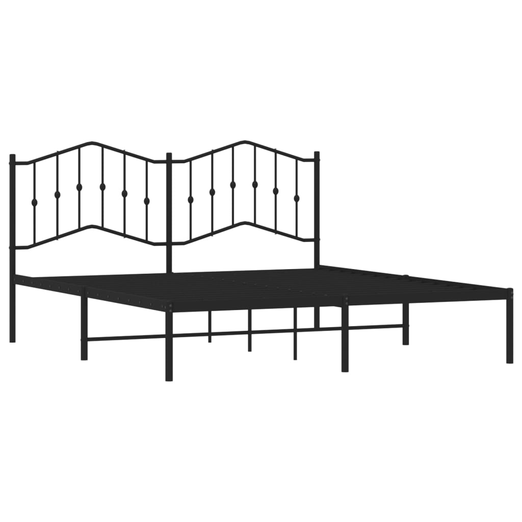 Bedframe met hoofdbord metaal zwart 183x213 cm is nu te koop bij PeponiXL, paradijselijk wonen!