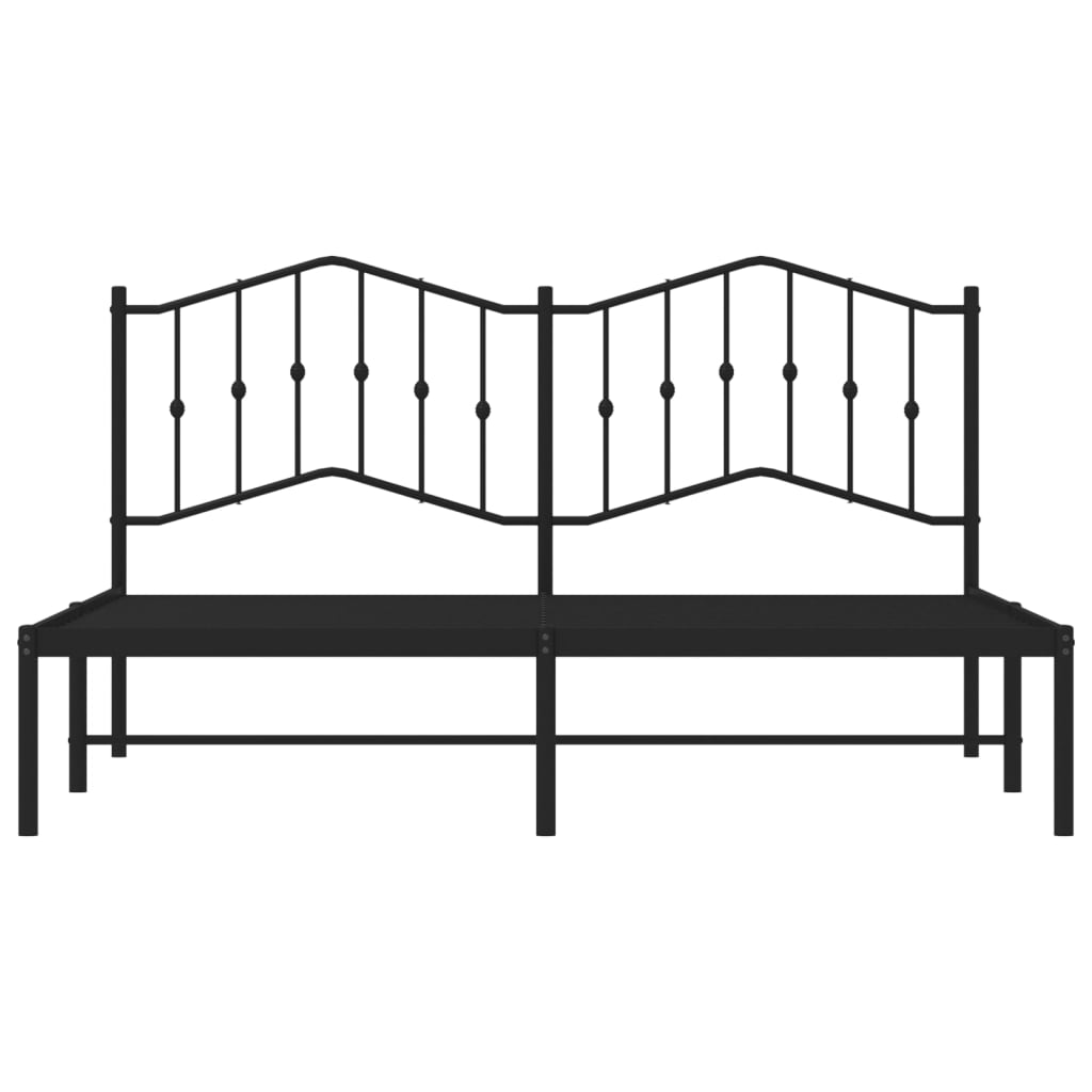 Bedframe met hoofdbord metaal zwart 183x213 cm is nu te koop bij PeponiXL, paradijselijk wonen!