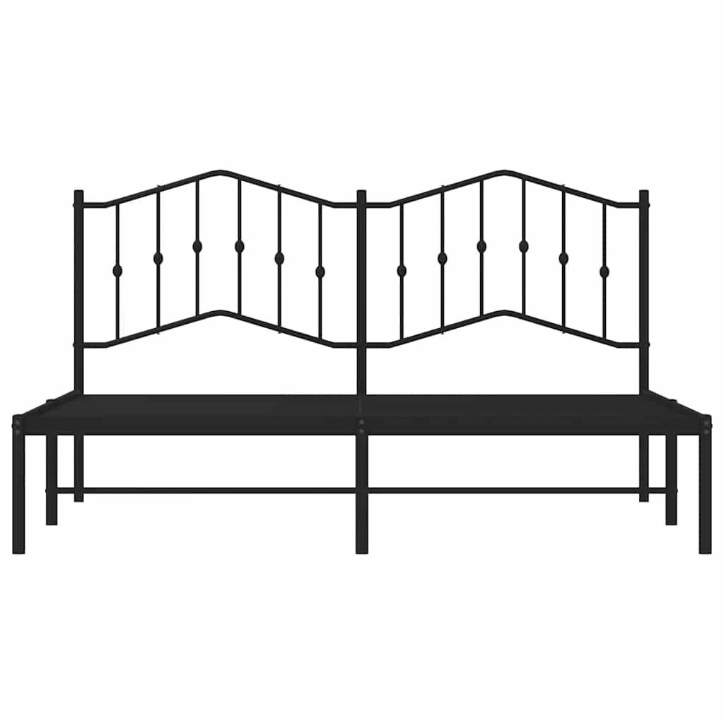Bedframe met hoofdbord metaal zwart 183x213 cm is nu te koop bij PeponiXL, paradijselijk wonen!
