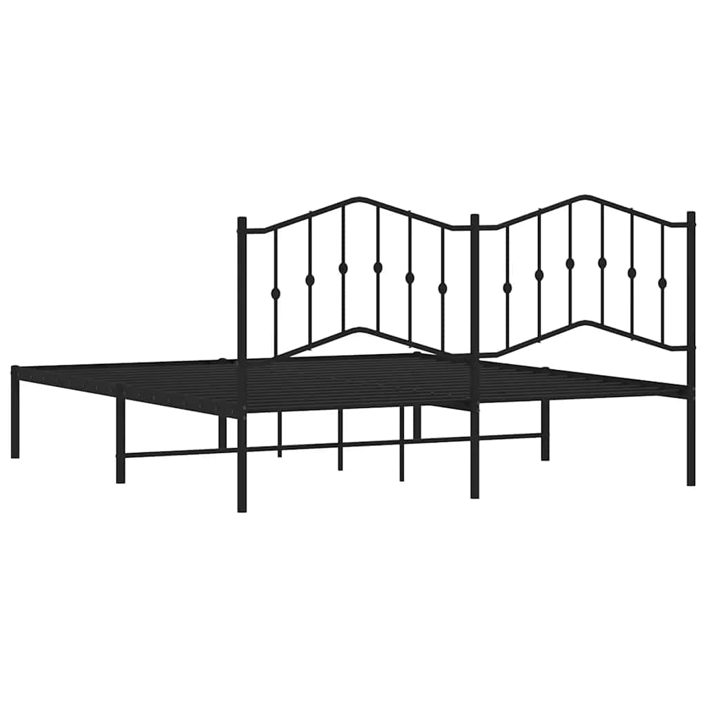 Bedframe met hoofdbord metaal zwart 183x213 cm is nu te koop bij PeponiXL, paradijselijk wonen!