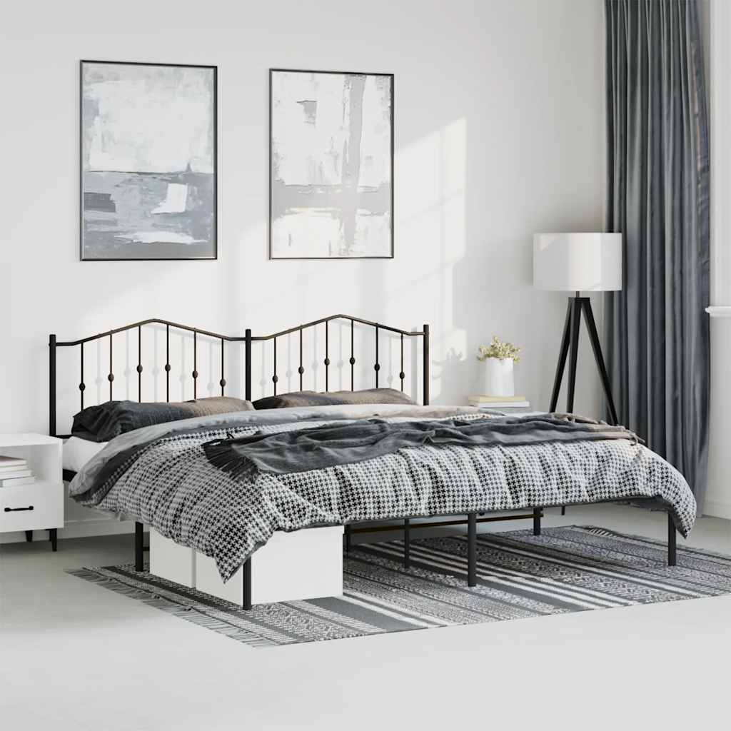 Bedframe met hoofdbord metaal zwart 183x213 cm is nu te koop bij PeponiXL, paradijselijk wonen!