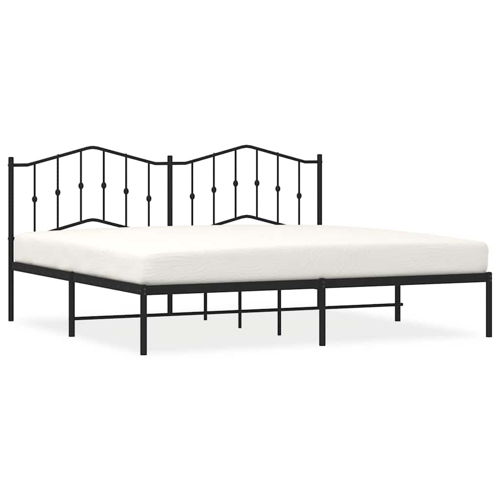 Bedframe met hoofdbord metaal zwart 193x203 cm is nu te koop bij PeponiXL, paradijselijk wonen!
