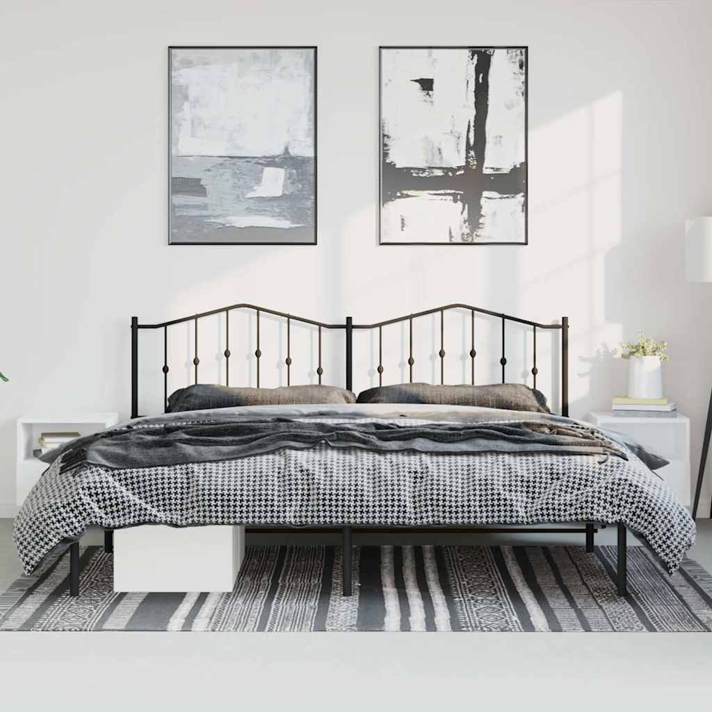 Bedframe met hoofdbord metaal zwart 193x203 cm is nu te koop bij PeponiXL, paradijselijk wonen!