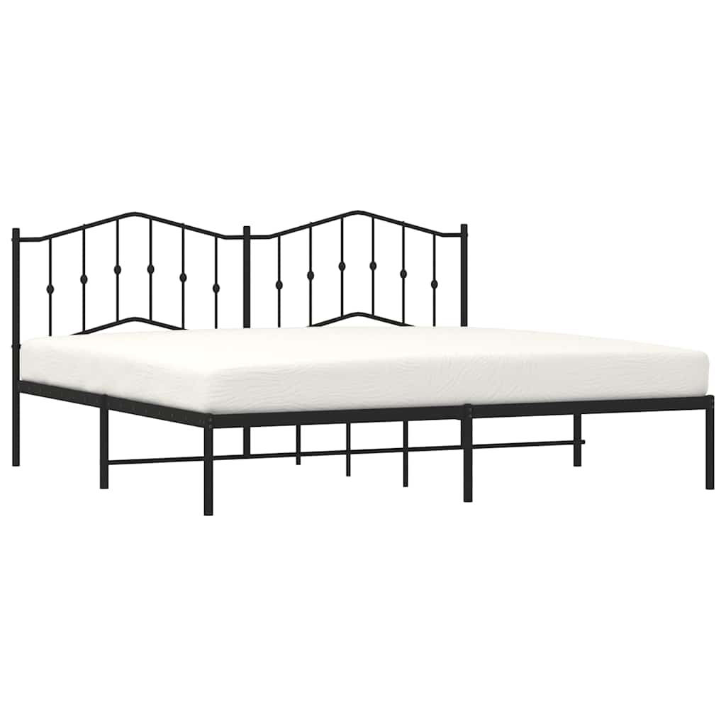 Bedframe met hoofdbord metaal zwart 193x203 cm is nu te koop bij PeponiXL, paradijselijk wonen!