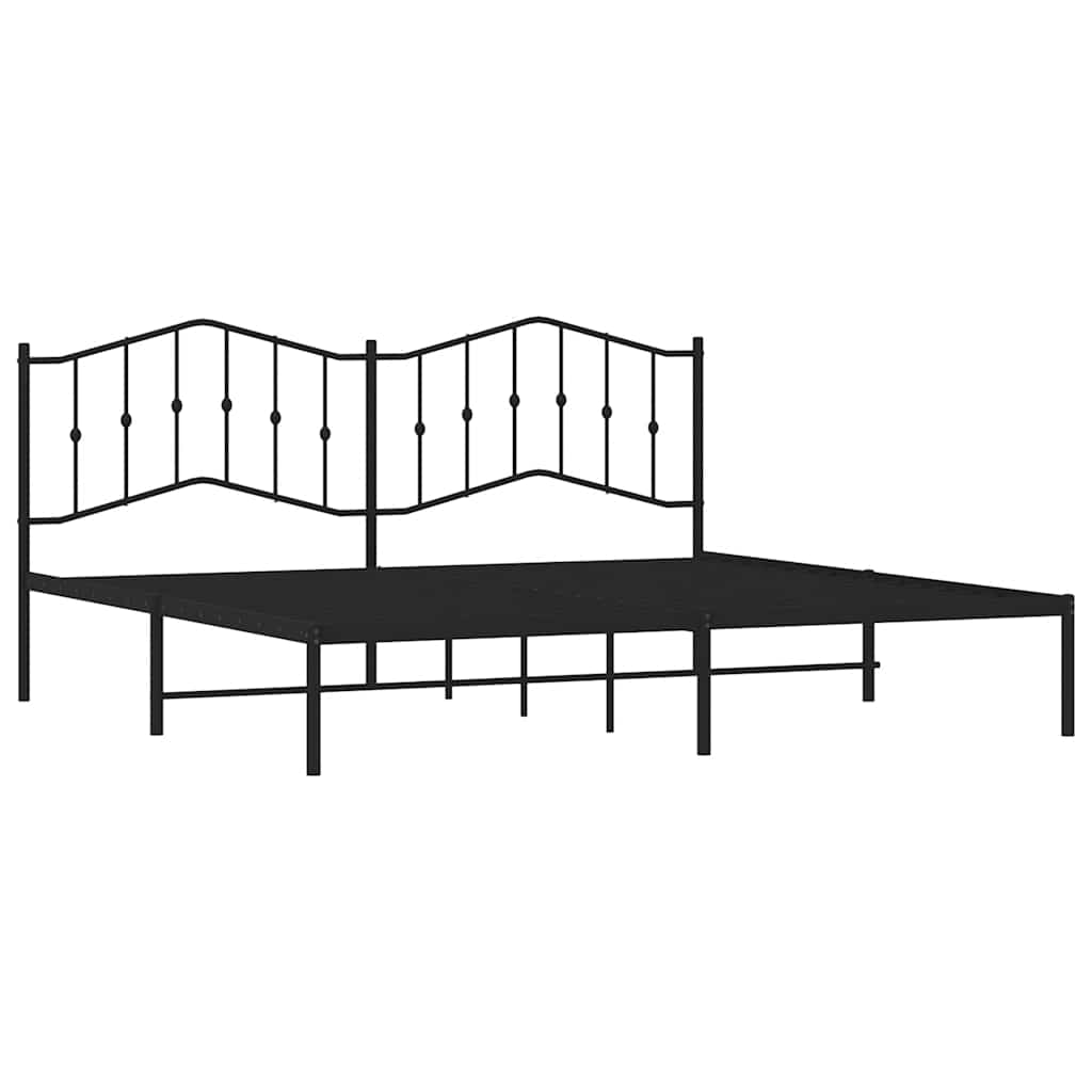 Bedframe met hoofdbord metaal zwart 193x203 cm is nu te koop bij PeponiXL, paradijselijk wonen!