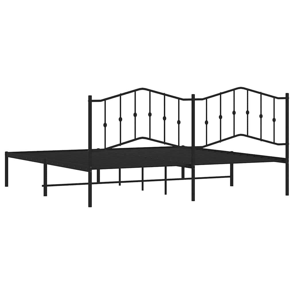 Bedframe met hoofdbord metaal zwart 193x203 cm is nu te koop bij PeponiXL, paradijselijk wonen!