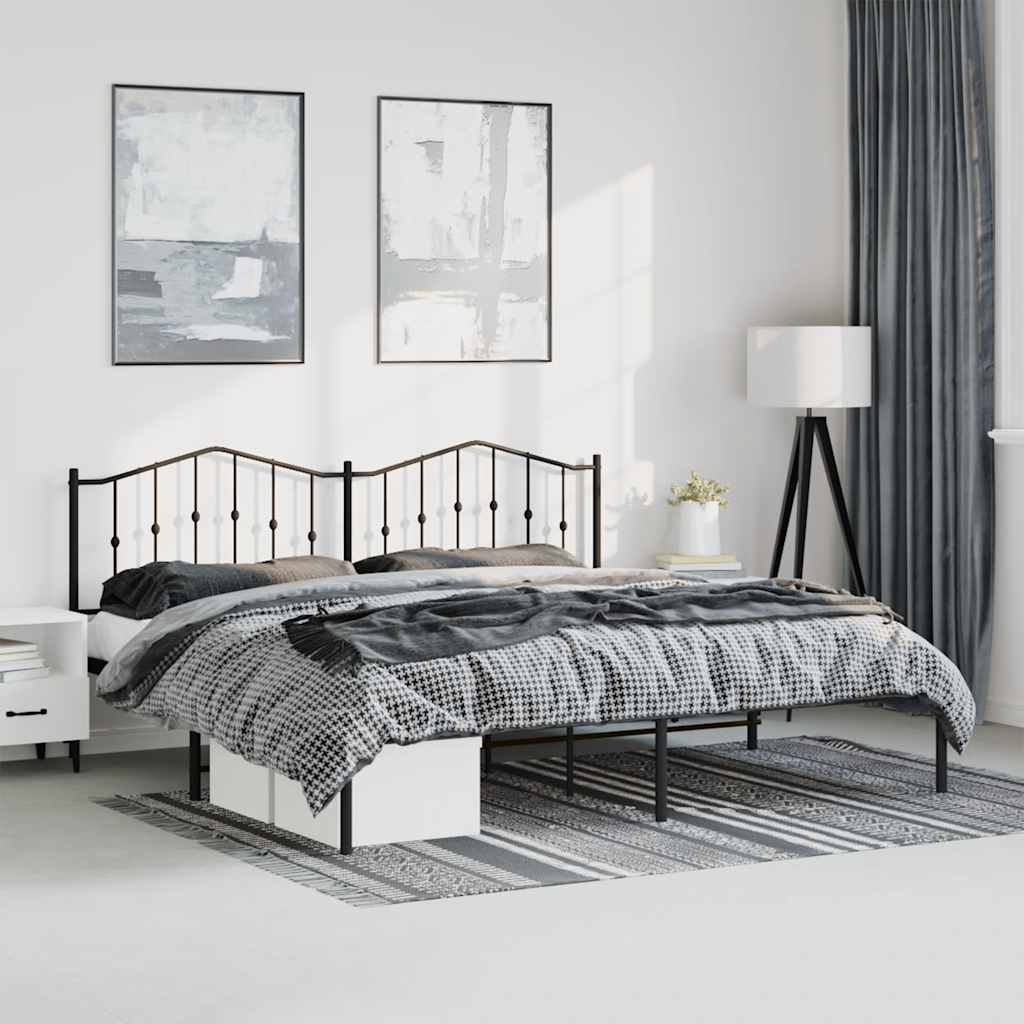 Bedframe met hoofdbord metaal zwart 193x203 cm is nu te koop bij PeponiXL, paradijselijk wonen!