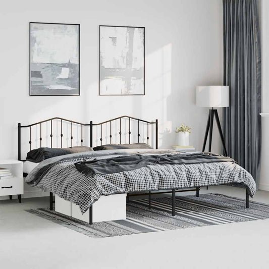 Bedframe met hoofdbord metaal zwart 193x203 cm is nu te koop bij PeponiXL, paradijselijk wonen!