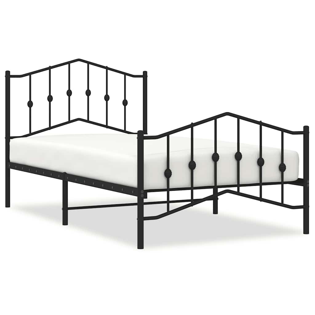 Bedframe met hoofd- en voeteneinde metaal zwart 100x190 cm is nu te koop bij PeponiXL, paradijselijk wonen!