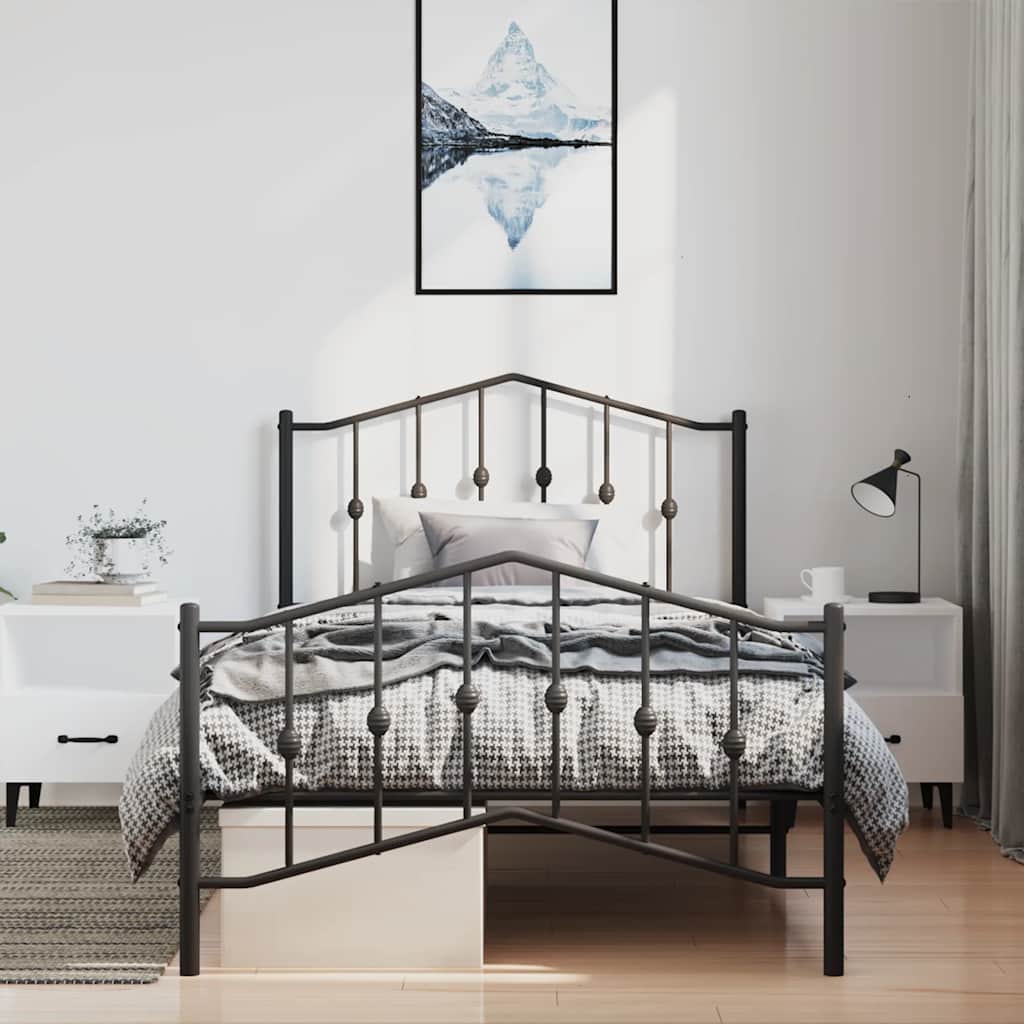 Bedframe met hoofd- en voeteneinde metaal zwart 100x190 cm is nu te koop bij PeponiXL, paradijselijk wonen!