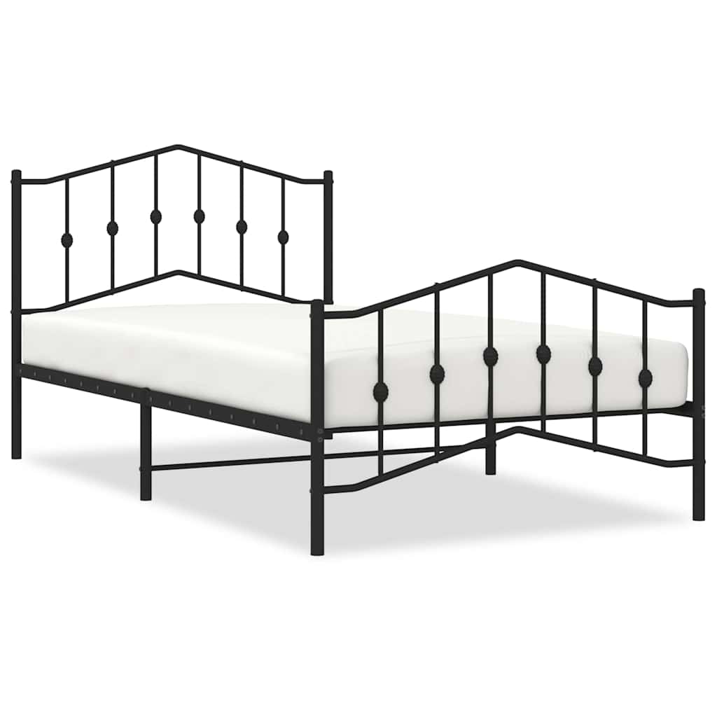 Bedframe met hoofd- en voeteneinde metaal zwart 100x200 cm is nu te koop bij PeponiXL, paradijselijk wonen!
