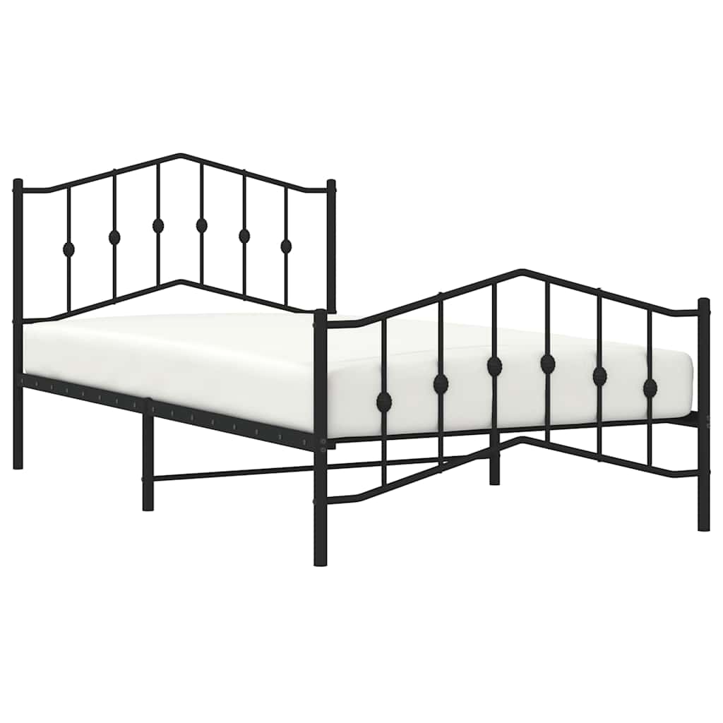 Bedframe met hoofd- en voeteneinde metaal zwart 100x200 cm is nu te koop bij PeponiXL, paradijselijk wonen!