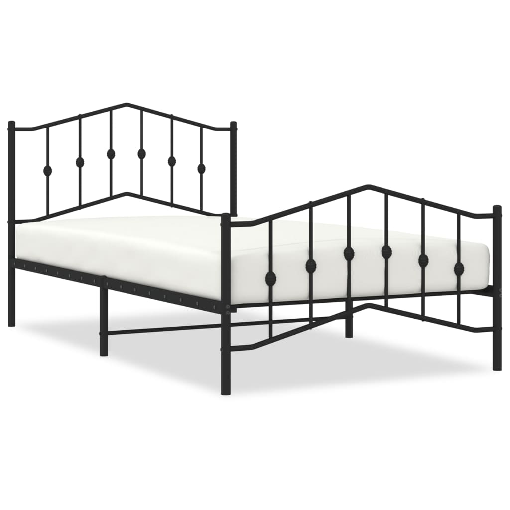 Bedframe met hoofd- en voeteneinde metaal zwart 107x203 cm is nu te koop bij PeponiXL, paradijselijk wonen!