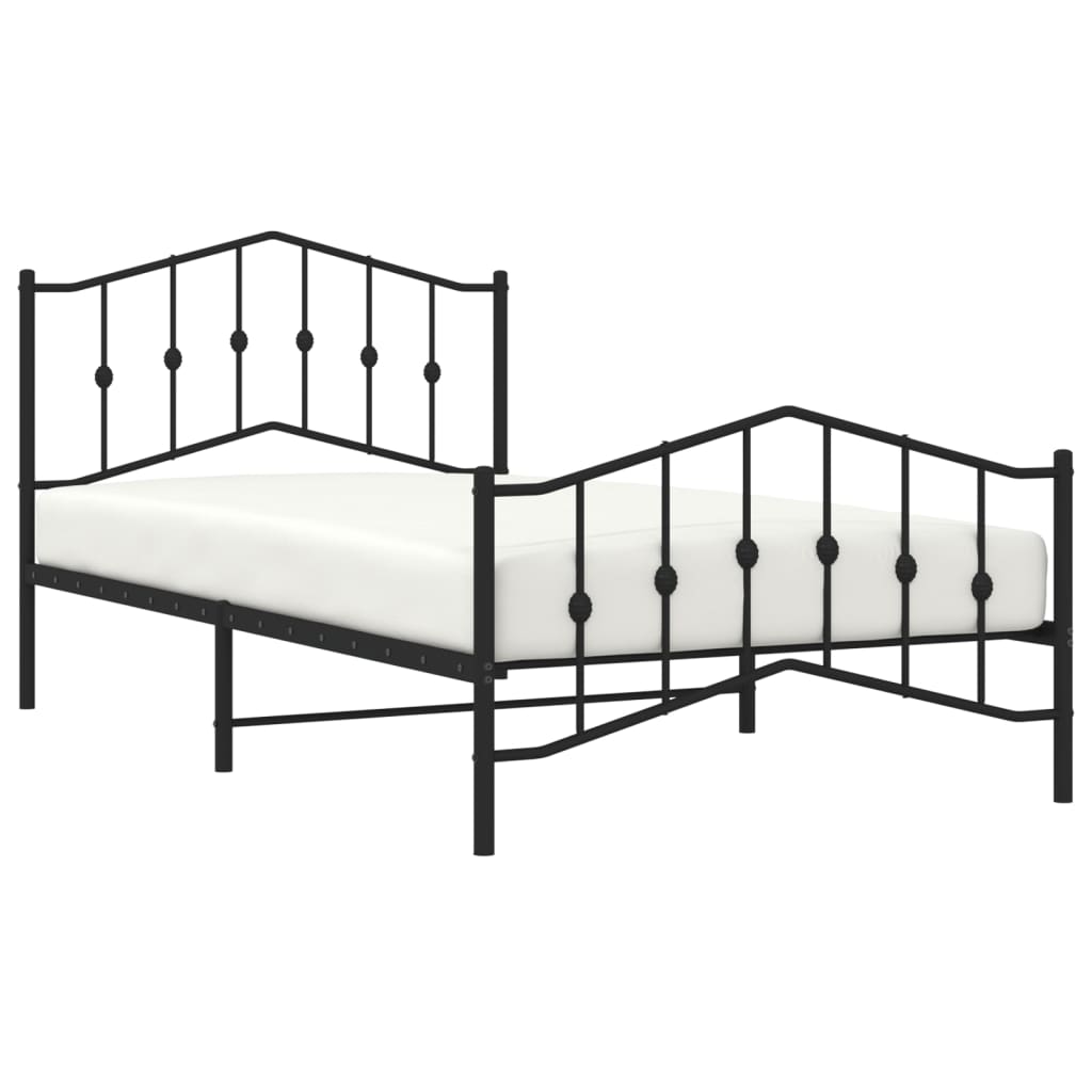 Bedframe met hoofd- en voeteneinde metaal zwart 107x203 cm is nu te koop bij PeponiXL, paradijselijk wonen!
