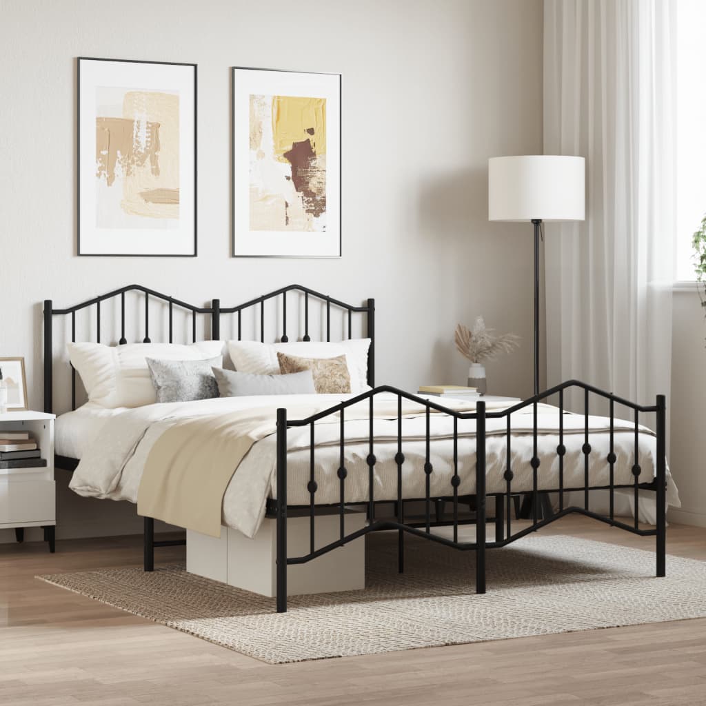 Bedframe met hoofd- en voeteneinde metaal zwart 140x200 cm is nu te koop bij PeponiXL, paradijselijk wonen!